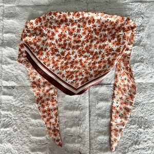 Garage Tie Top; Size Small; in orange and white